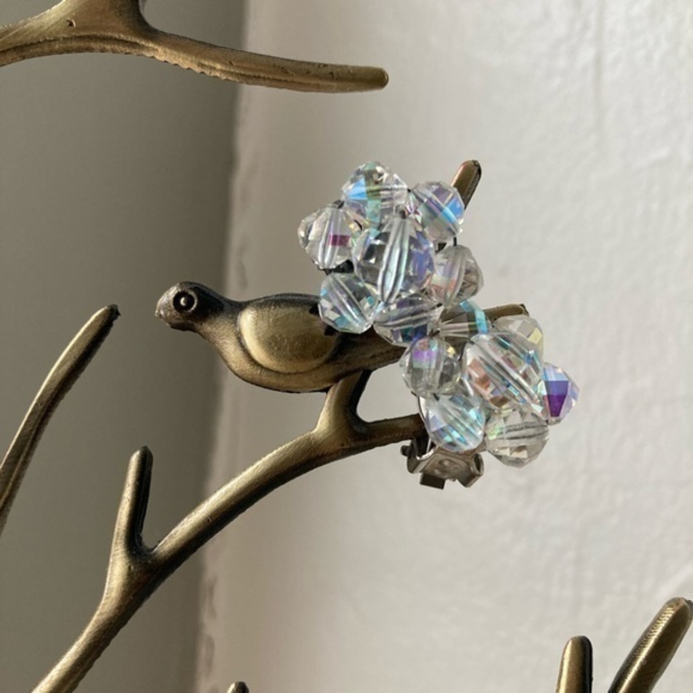 Vintage Aurora Borealis Clip On Earrings